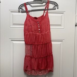 POL NWOT pink  Lace Tiered Tank Top boho small